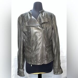 Whet Blu Chic Gray Leather Jacket for Women Size Large